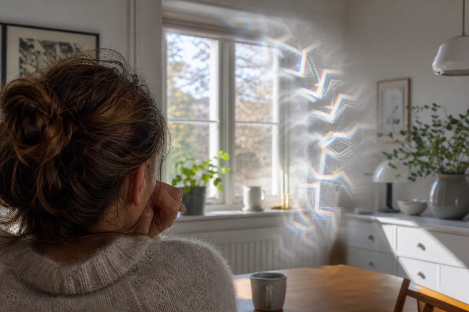 Person oplever en gradvist voksende visuel forstyrrelse ved migræne med aura